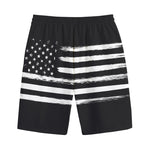 Black And White USA Flag Print Cotton Shorts