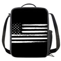 Black And White USA Flag Print Crossbody Lunch Bag