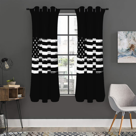 Black And White USA Flag Print Curtain