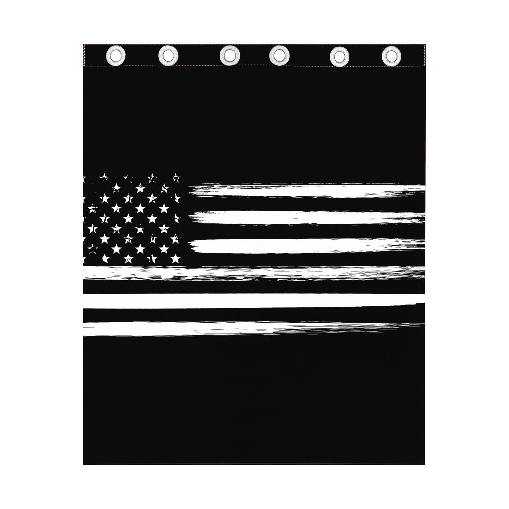 Black And White USA Flag Print Curtain