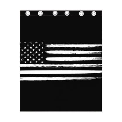 Black And White USA Flag Print Curtain