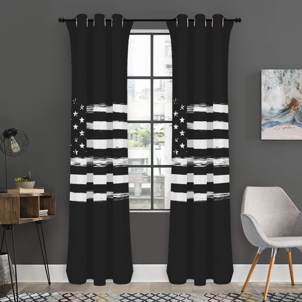Black And White USA Flag Print Curtain