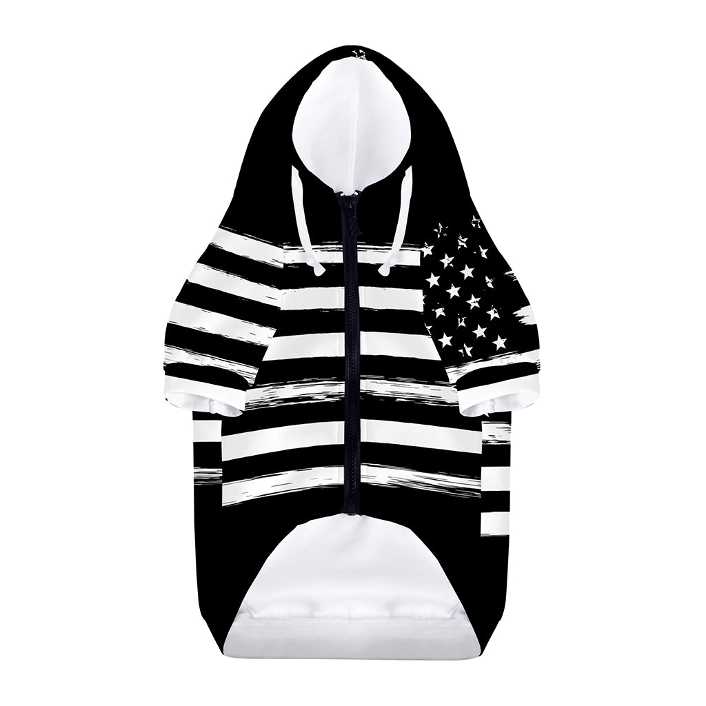 Black And White USA Flag Print Dog Zip Up Hoodie