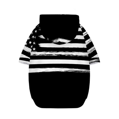 Black And White USA Flag Print Dog Zip Up Hoodie