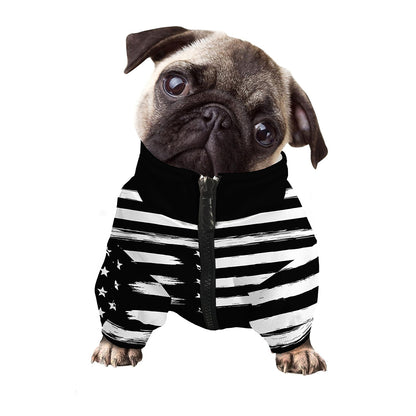 Black And White USA Flag Print Dog Zip Up Jacket