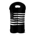 Black And White USA Flag Print Double Neoprene Wine Tote