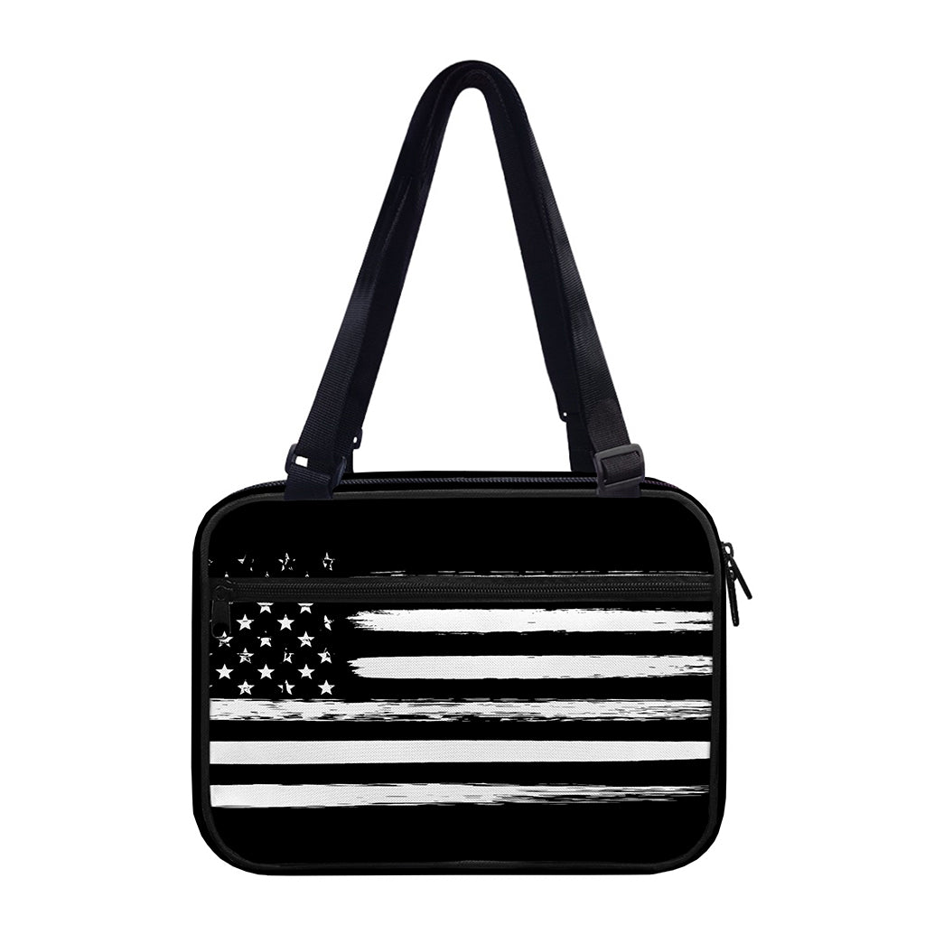 Black And White USA Flag Print Double Strap Bible Bag