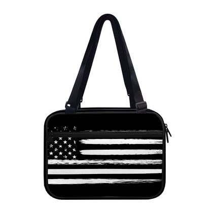 Black And White USA Flag Print Double Strap Bible Bag