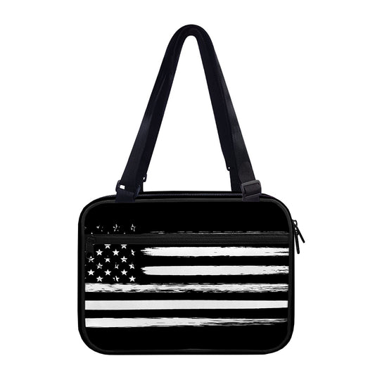 Black And White USA Flag Print Double Strap Bible Bag