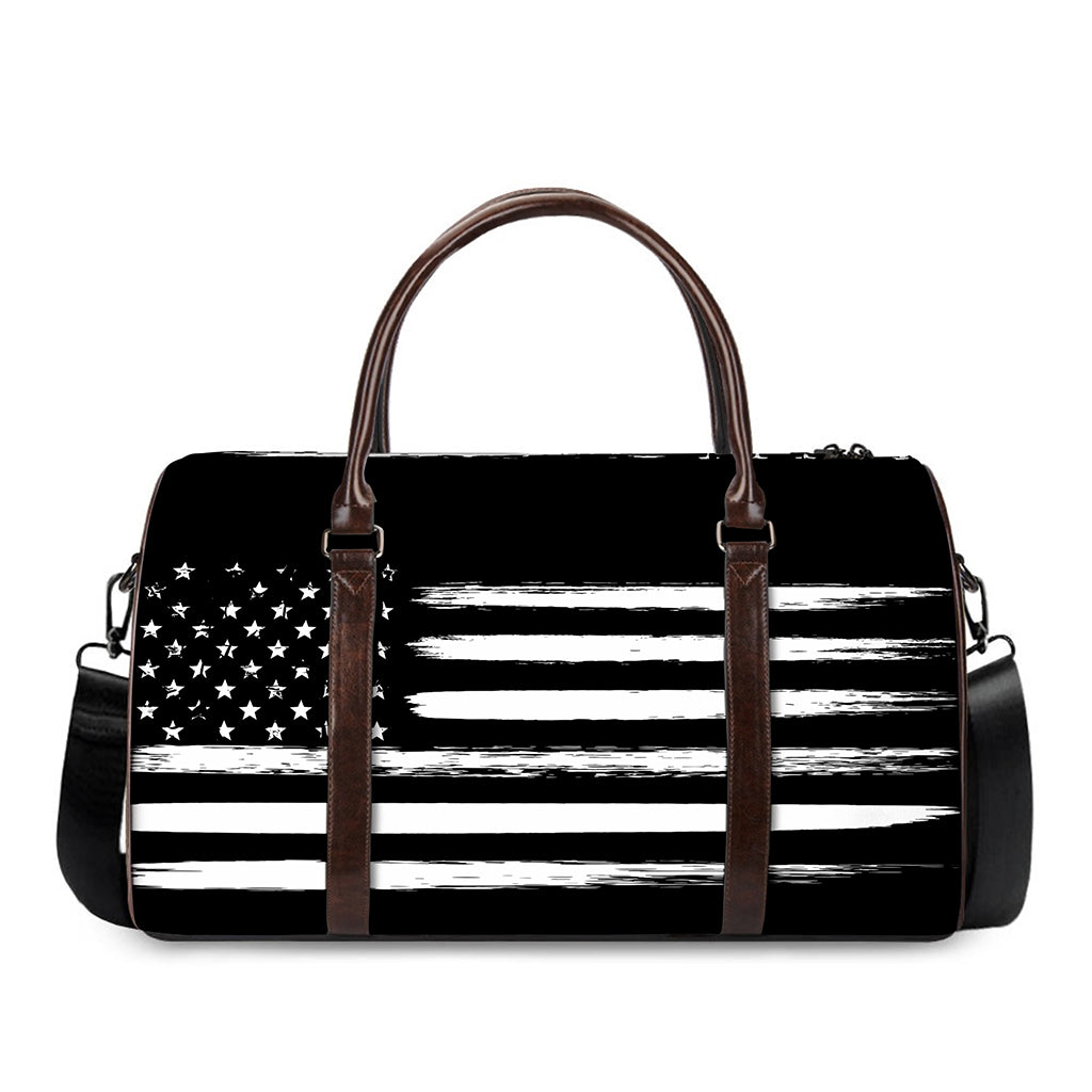 Black And White USA Flag Print Duffle Bag