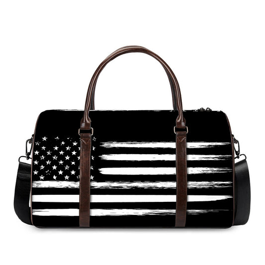 Black And White USA Flag Print Duffle Bag