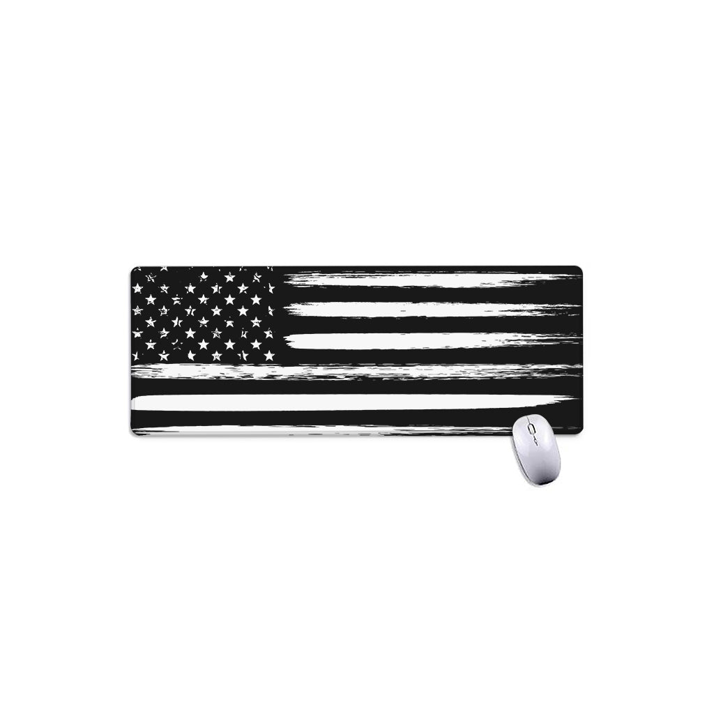 Black And White USA Flag Print Extended Mouse Pad