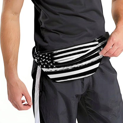 Black And White USA Flag Print Fanny Pack