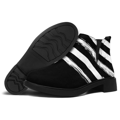 Black And White USA Flag Print Flat Ankle Boots