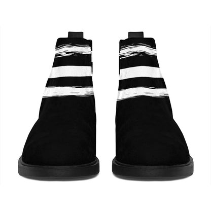 Black And White USA Flag Print Flat Ankle Boots