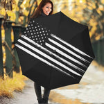 Black And White USA Flag Print Foldable Umbrella