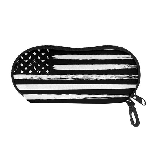 Black And White USA Flag Print Glasses Case