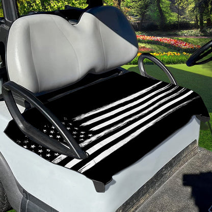 Black And White USA Flag Print Golf Cart Seat Cover