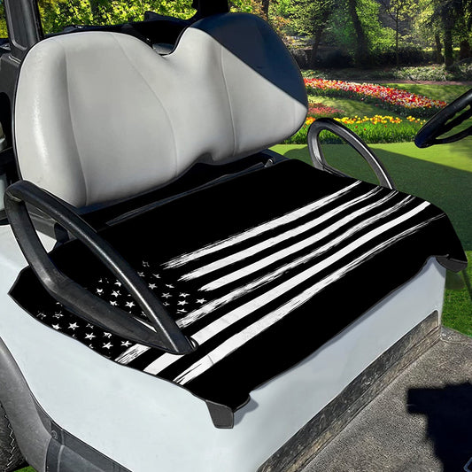 Black And White USA Flag Print Golf Cart Seat Cover