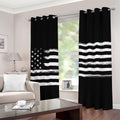 Black And White USA Flag Print Grommet Curtains