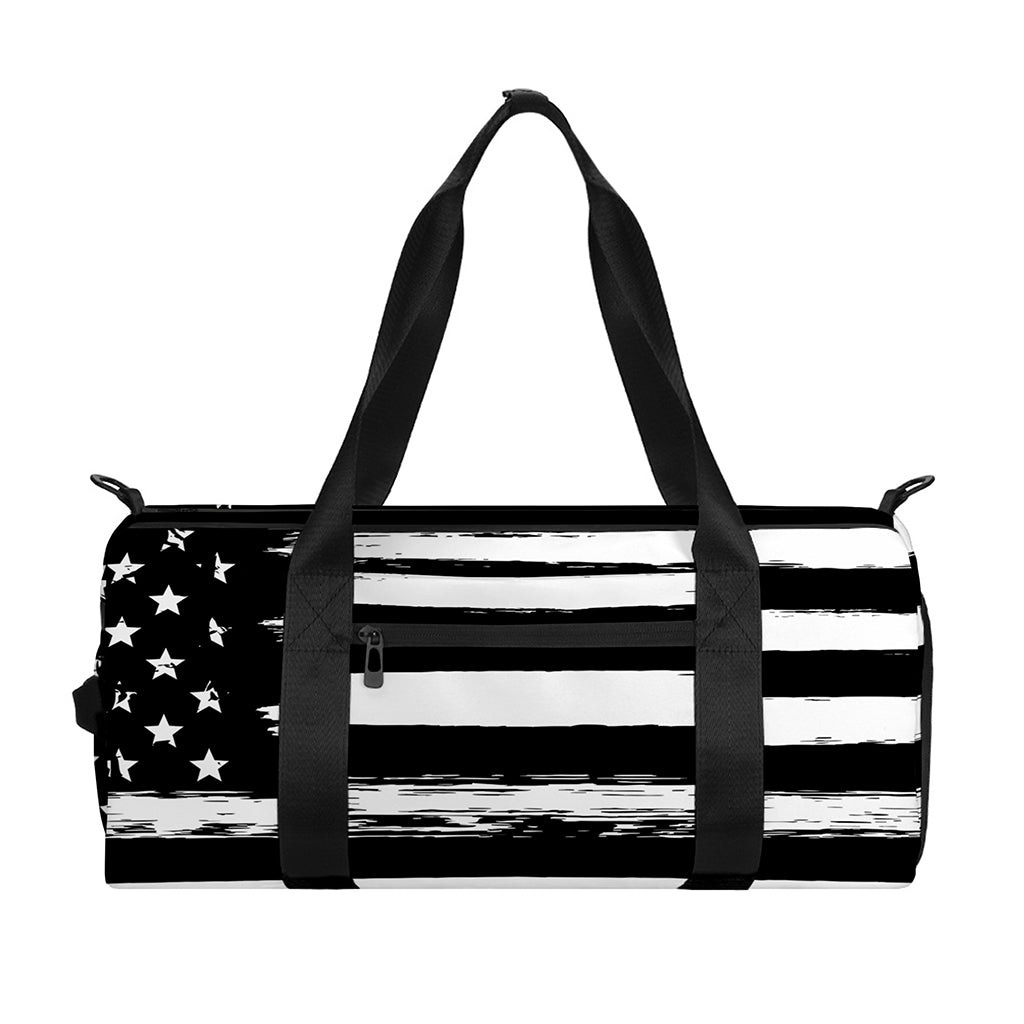 Black And White USA Flag Print Gym Bag