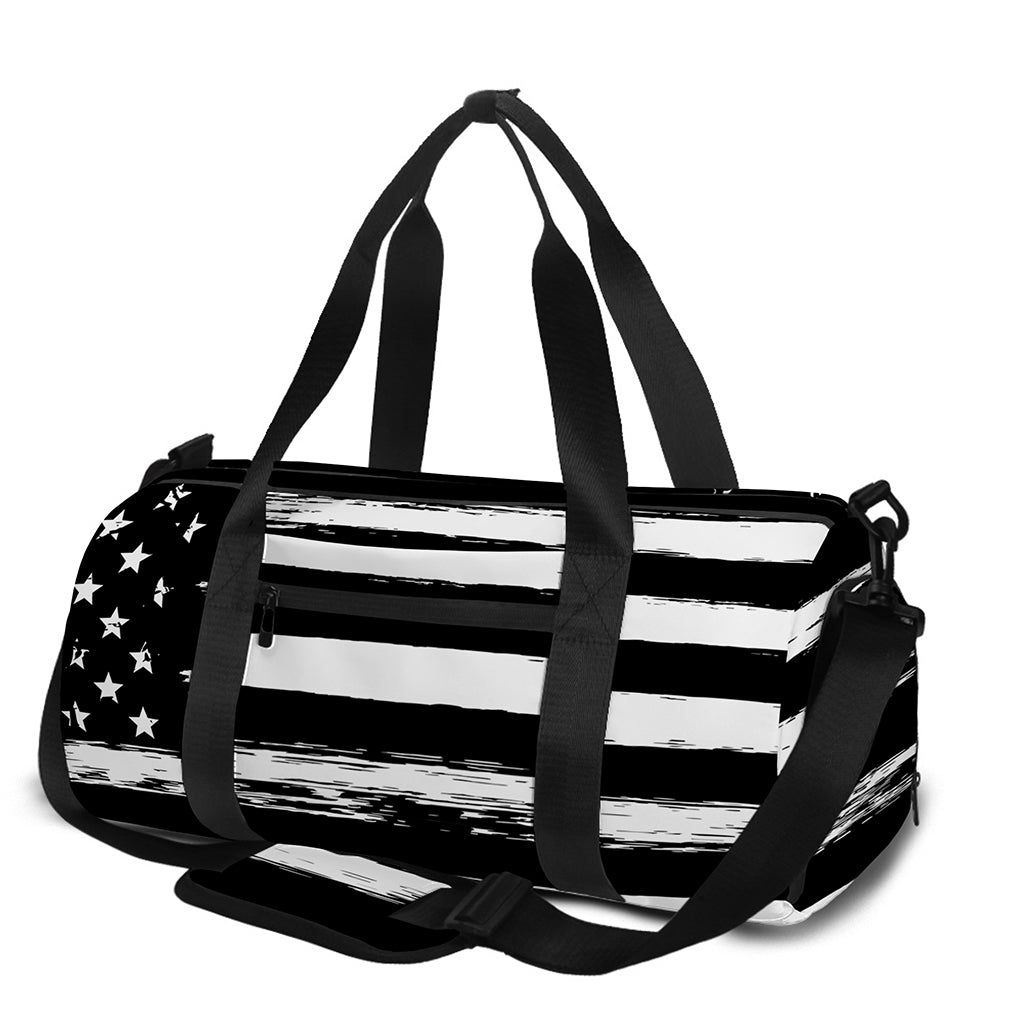 Black And White USA Flag Print Gym Bag