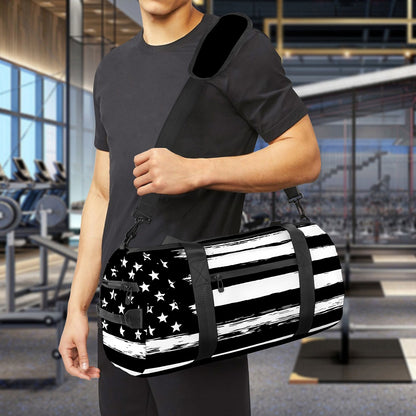 Black And White USA Flag Print Gym Bag