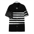Black And White USA Flag Print Hawaiian Shirt