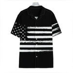 Black And White USA Flag Print Hawaiian Shirt
