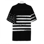 Black And White USA Flag Print Hawaiian Shirt