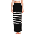 Black And White USA Flag Print High Slit Maxi Skirt
