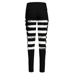 Black And White USA Flag Print High-Waisted Pocket Leggings