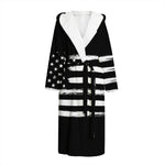 Black And White USA Flag Print Hooded Bathrobe