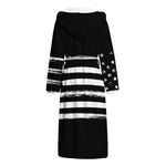 Black And White USA Flag Print Hooded Bathrobe