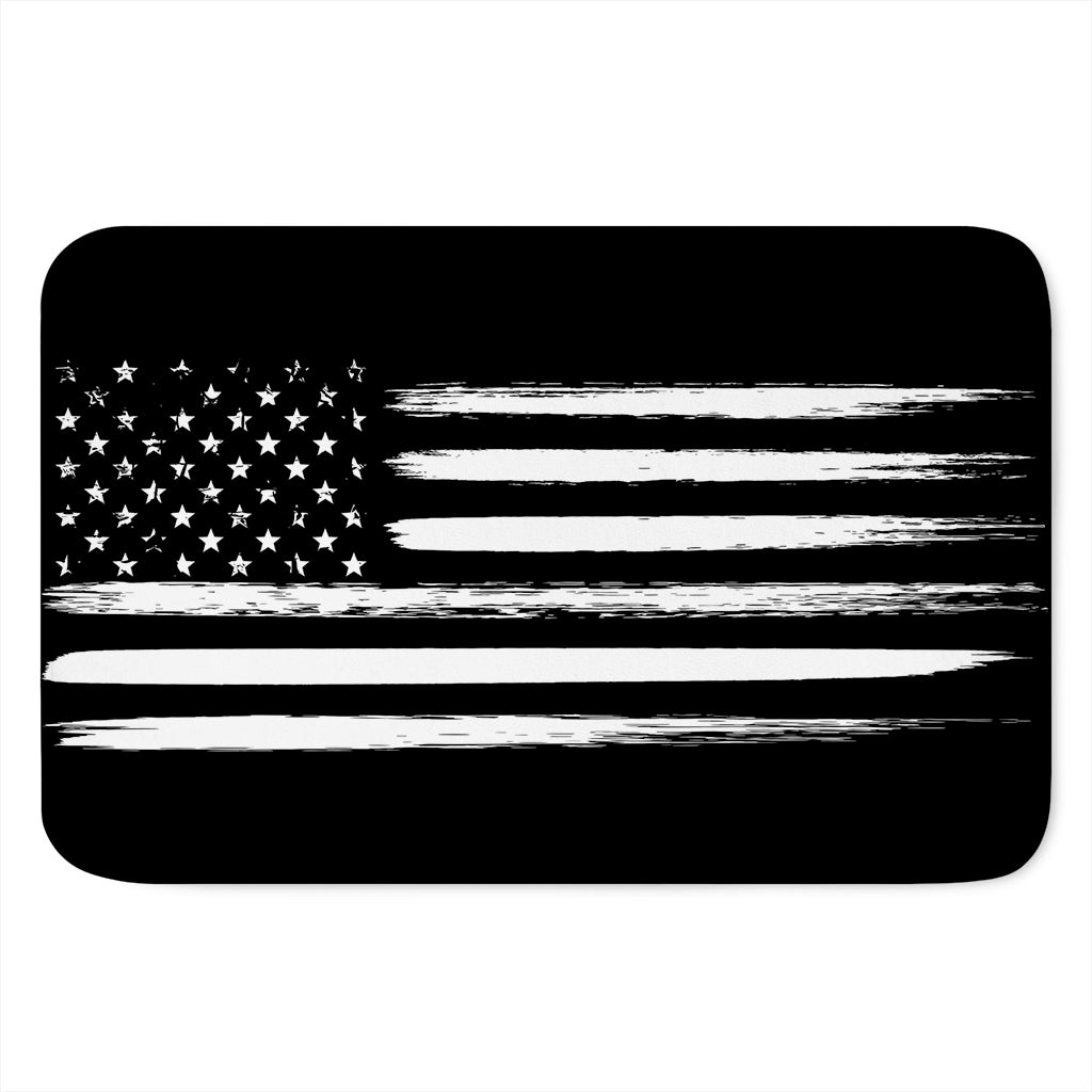 Black And White USA Flag Print Indoor Door Mat
