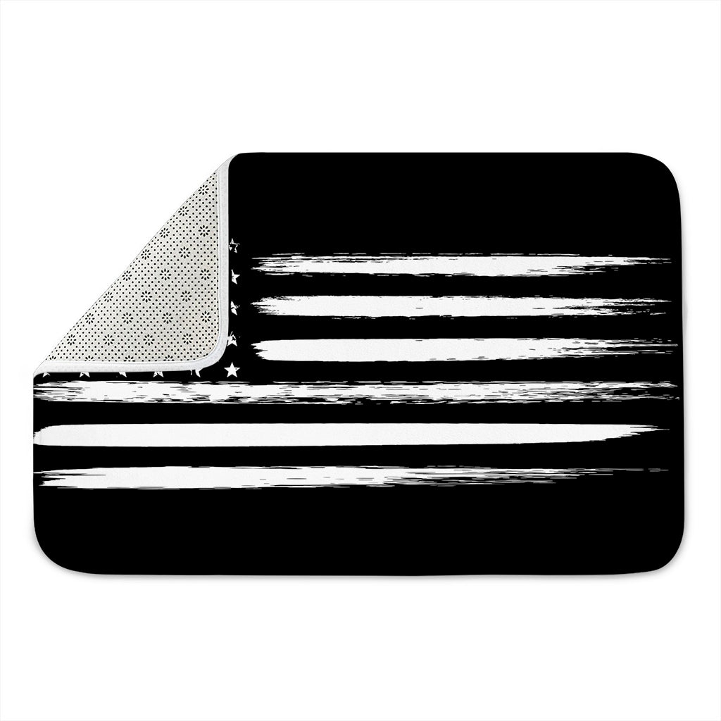 Black And White USA Flag Print Indoor Door Mat