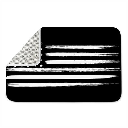 Black And White USA Flag Print Indoor Door Mat