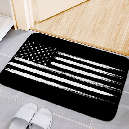 Black And White USA Flag Print Indoor Door Mat