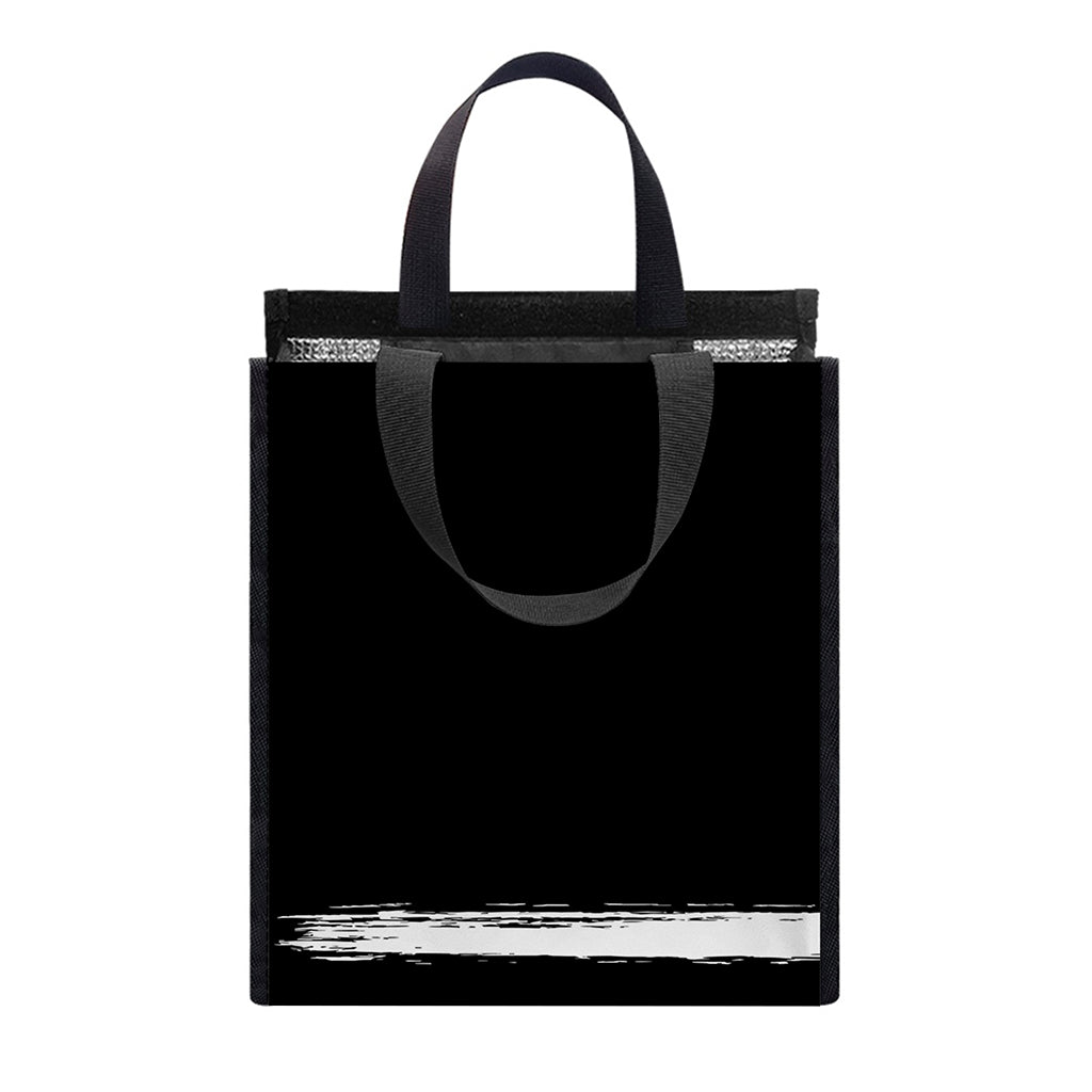 Black And White USA Flag Print Insulated Lunch Tote