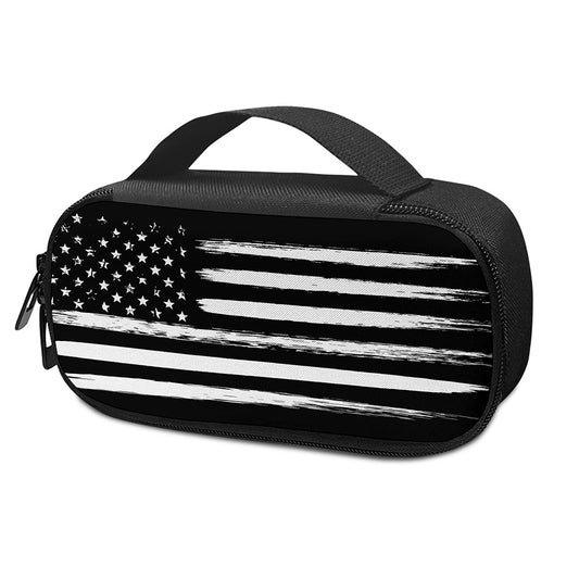 Black And White USA Flag Print Insulin Cooler Travel Case