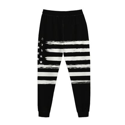 Black And White USA Flag Print Jogger Pants