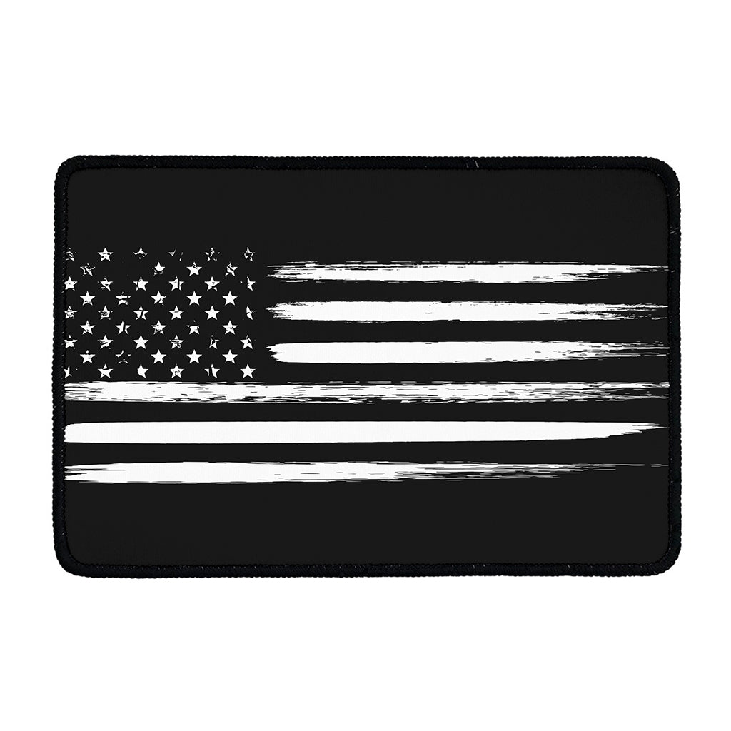 Black And White USA Flag Print Kitchen Mat
