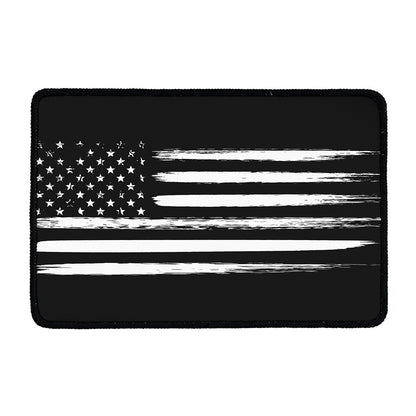 Black And White USA Flag Print Kitchen Mat
