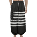 Black And White USA Flag Print Lantern Pants