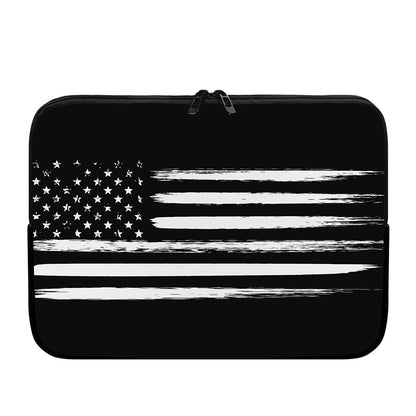 Black And White USA Flag Print Laptop Sleeve
