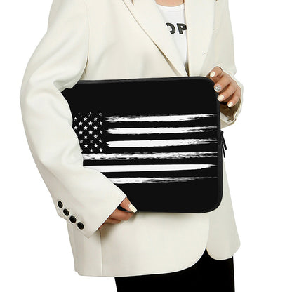 Black And White USA Flag Print Laptop Sleeve