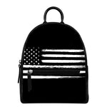 Black And White USA Flag Print Leather Backpack