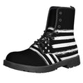 Black And White USA Flag Print Lace-Up Boots