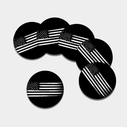 Black And White USA Flag Print Leather Coaster Set