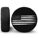 Black And White USA Flag Print Leather Spare Tire Cover